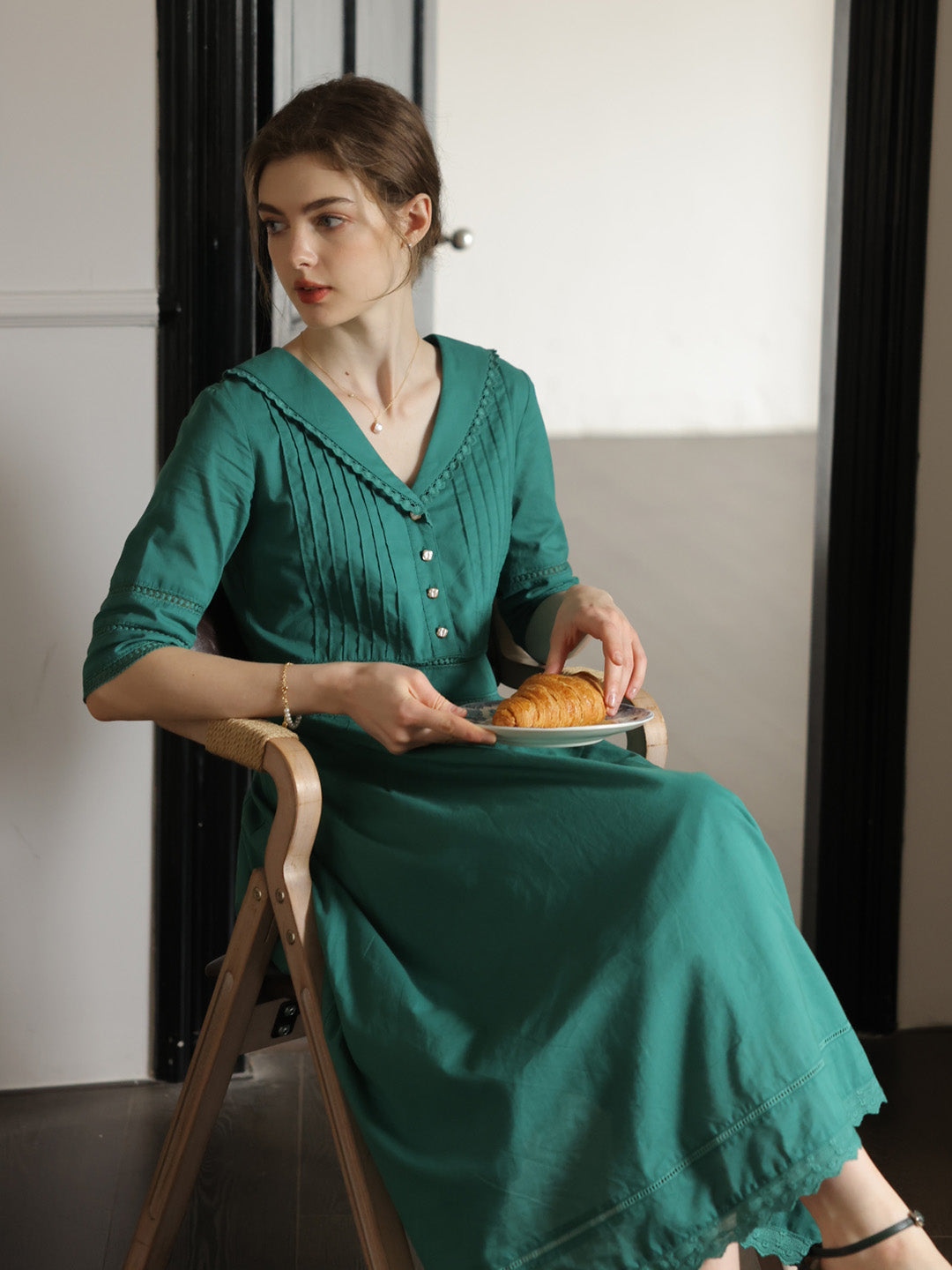 Fiona 100% Cotton Denim Blue Midi Dress 