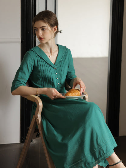 Fiona 100% Cotton Denim Blue Midi Dress 