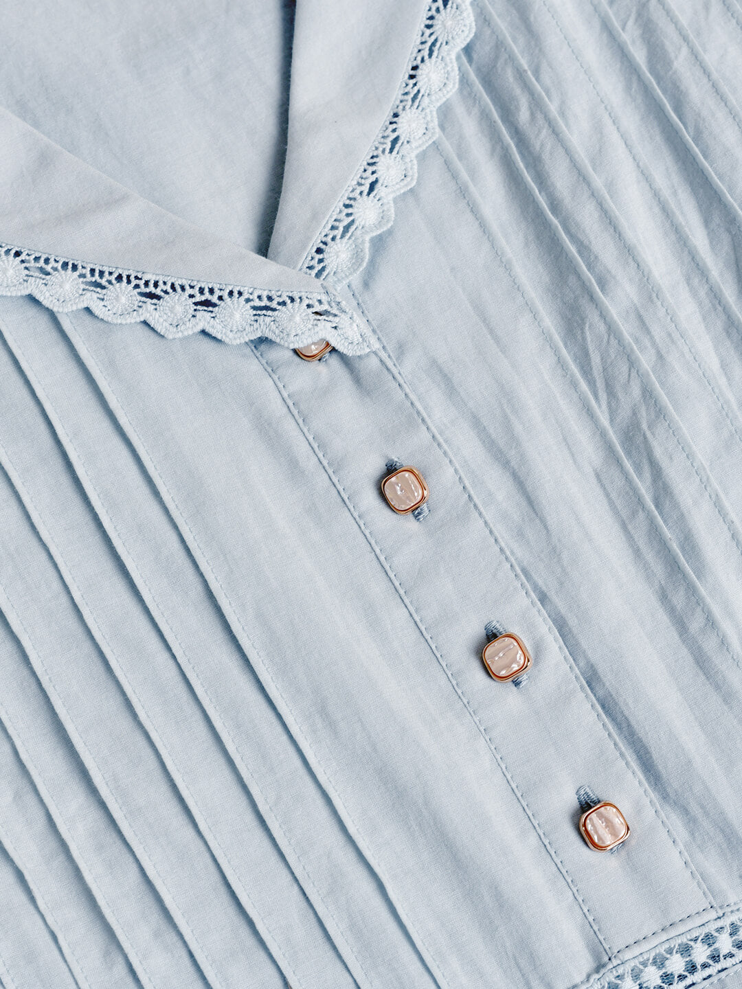 Fiona 100% Cotton Denim Blue Midi Dress 