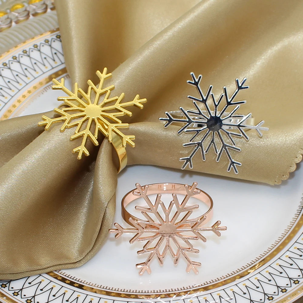 Set of 6 silver &amp; gold snowflake napkin rings