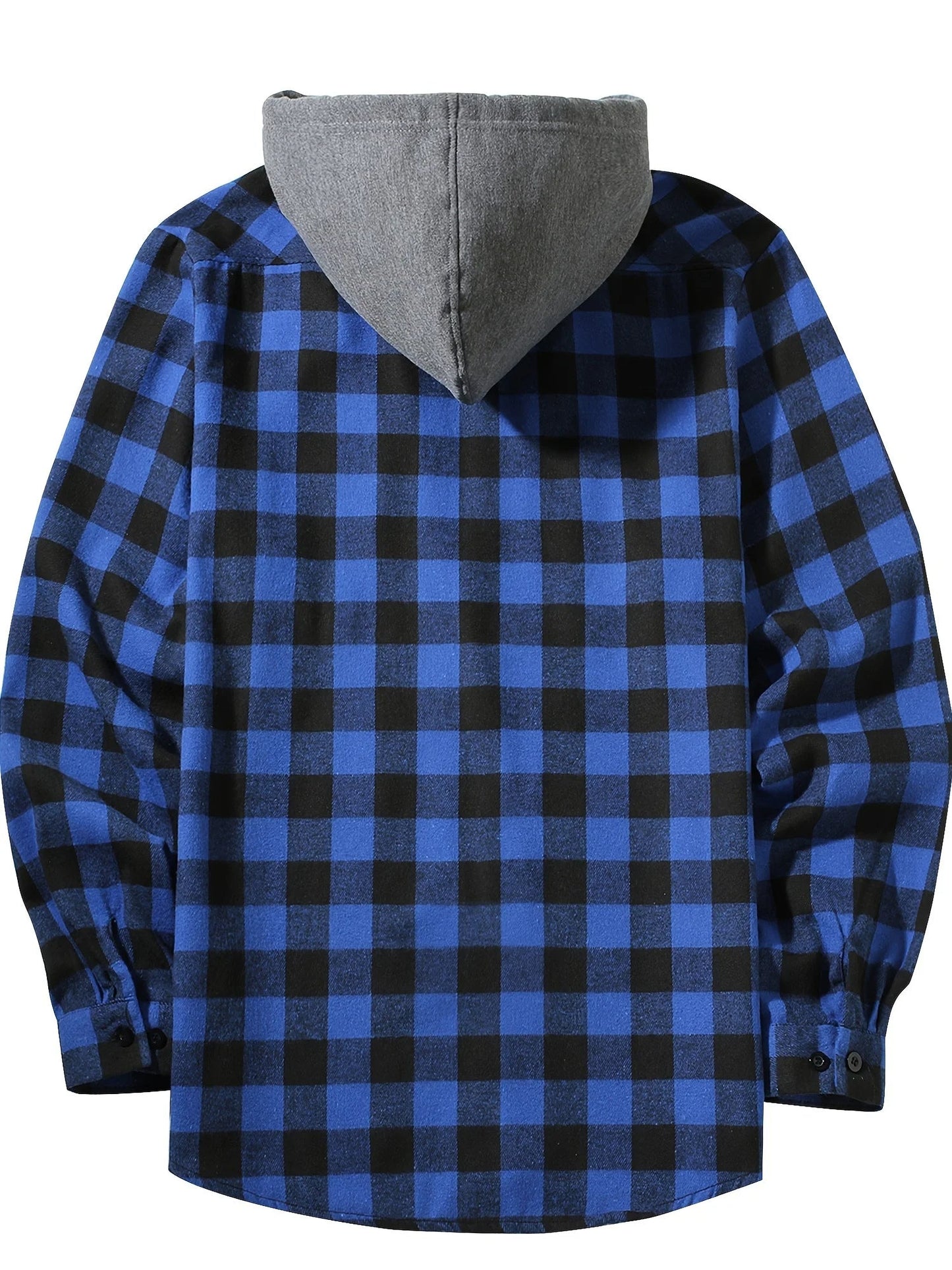 Checked hooded shirt