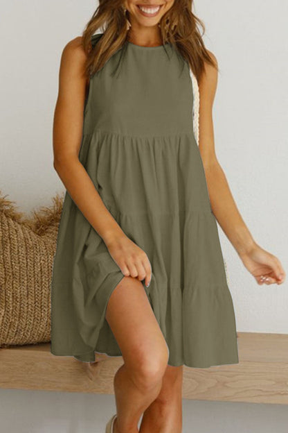 Fashion Casual Solid Patchwork O Neck Princess Dresses (6 Colors) 