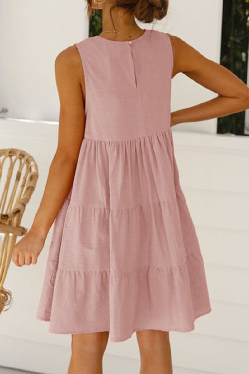 Fashion Casual Solid Patchwork O Neck Princess Dresses (6 Colors) 
