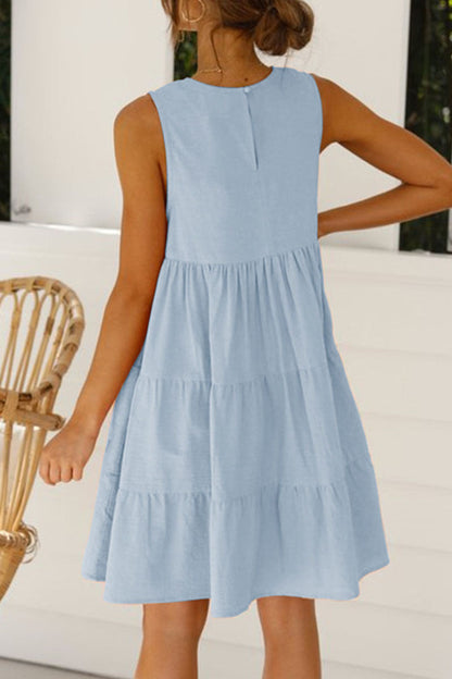 Fashion Casual Solid Patchwork O Neck Princess Dresses (6 Colors) 
