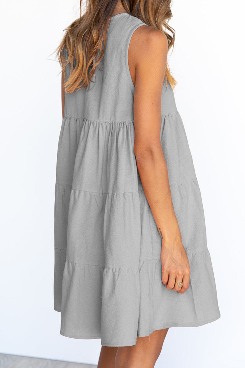 Fashion Casual Solid Patchwork O Neck Princess Dresses (6 Colors) 