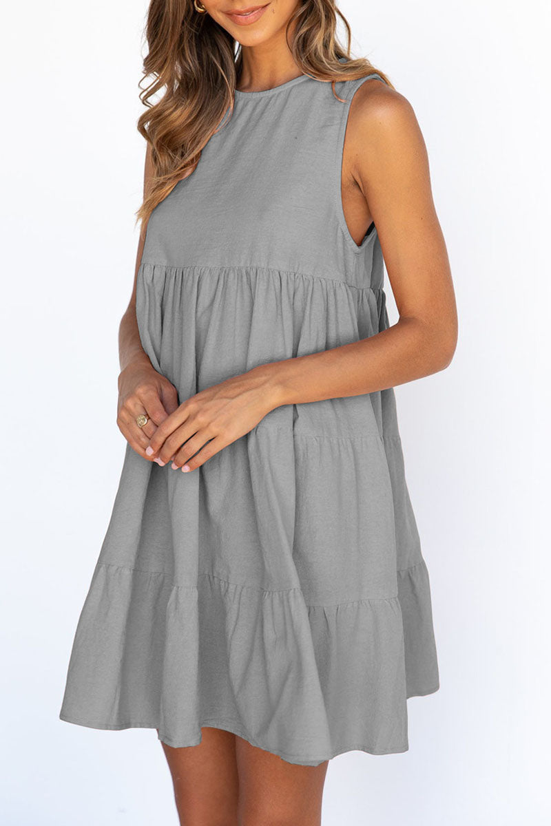 Fashion Casual Solid Patchwork O Neck Princess Dresses (6 Colors) 
