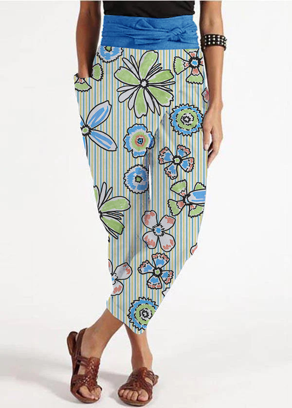 Handmade grey asymmetric design high waist cotton harem summer pants