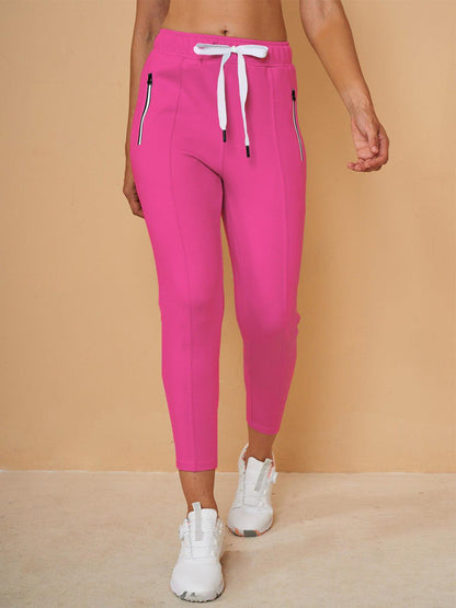 Basic jogging capri pants with drawstring