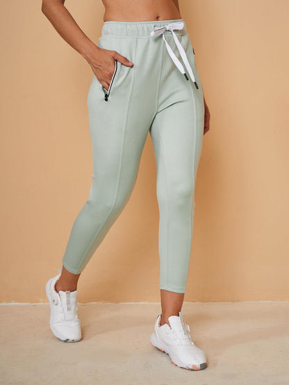 Basic jogging capri pants with drawstring
