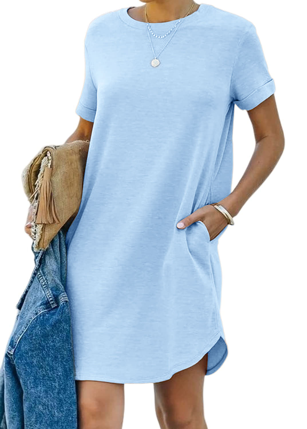 lisa - Casual short-sleeved T-shirt dress with pockets 