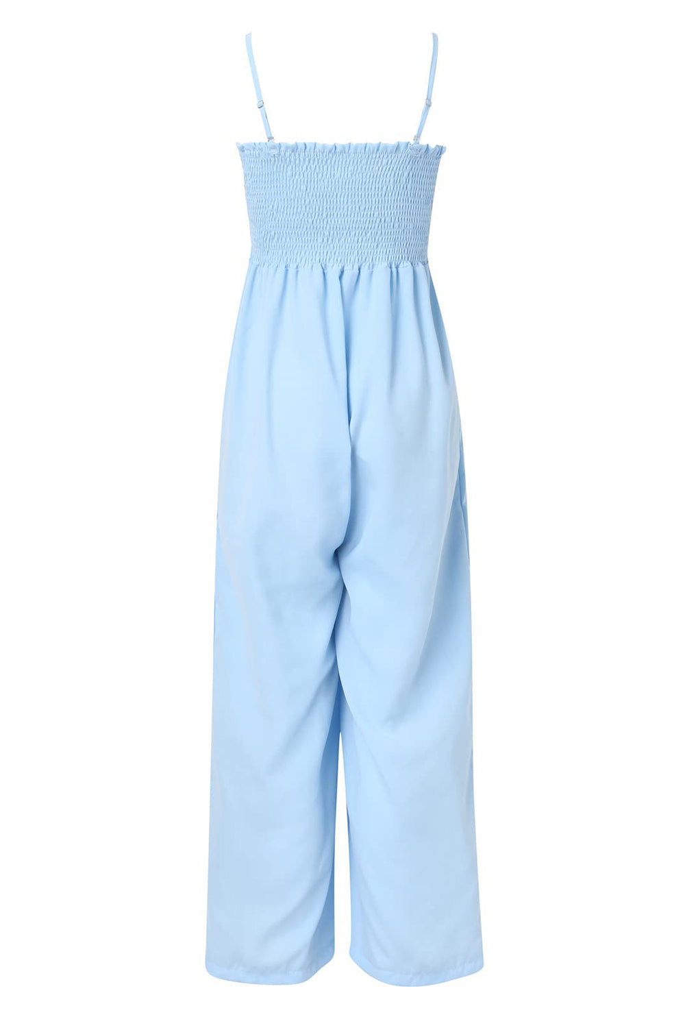 Ruched spaghetti strap wide leg jumpsuit 