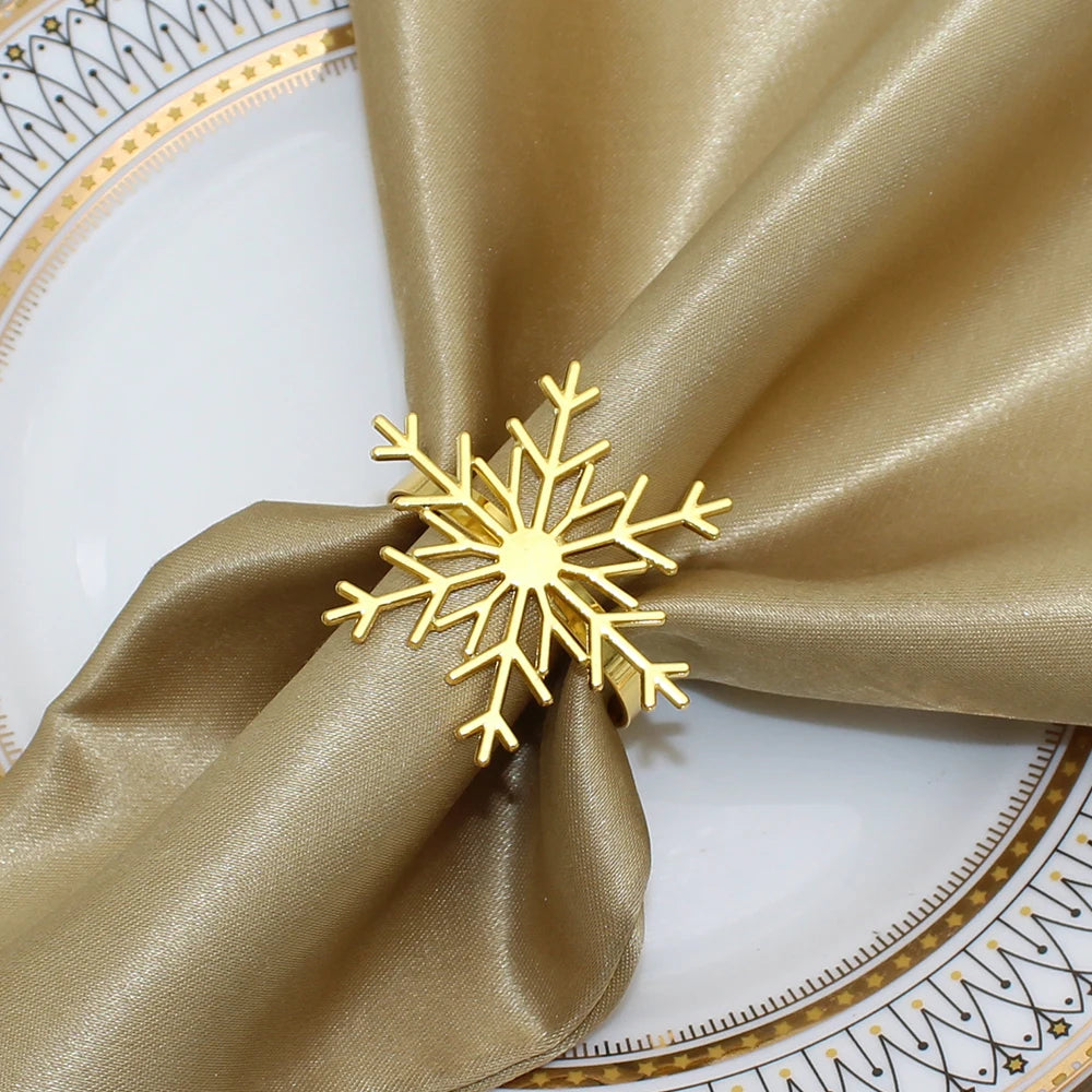 Set of 6 silver &amp; gold snowflake napkin rings