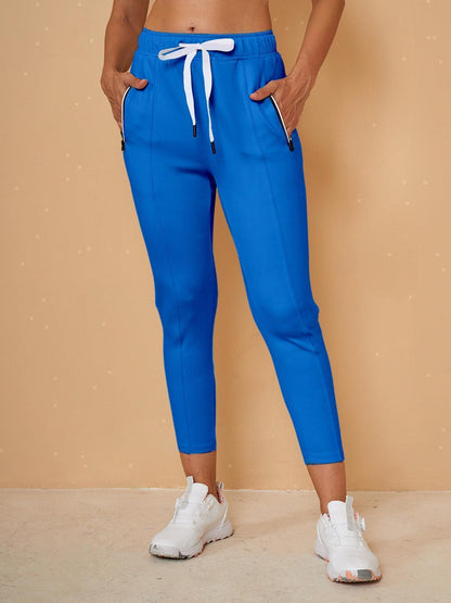 Basic jogging capri pants with drawstring