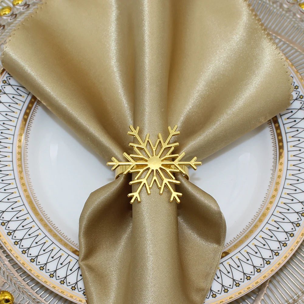 Set of 6 silver &amp; gold snowflake napkin rings