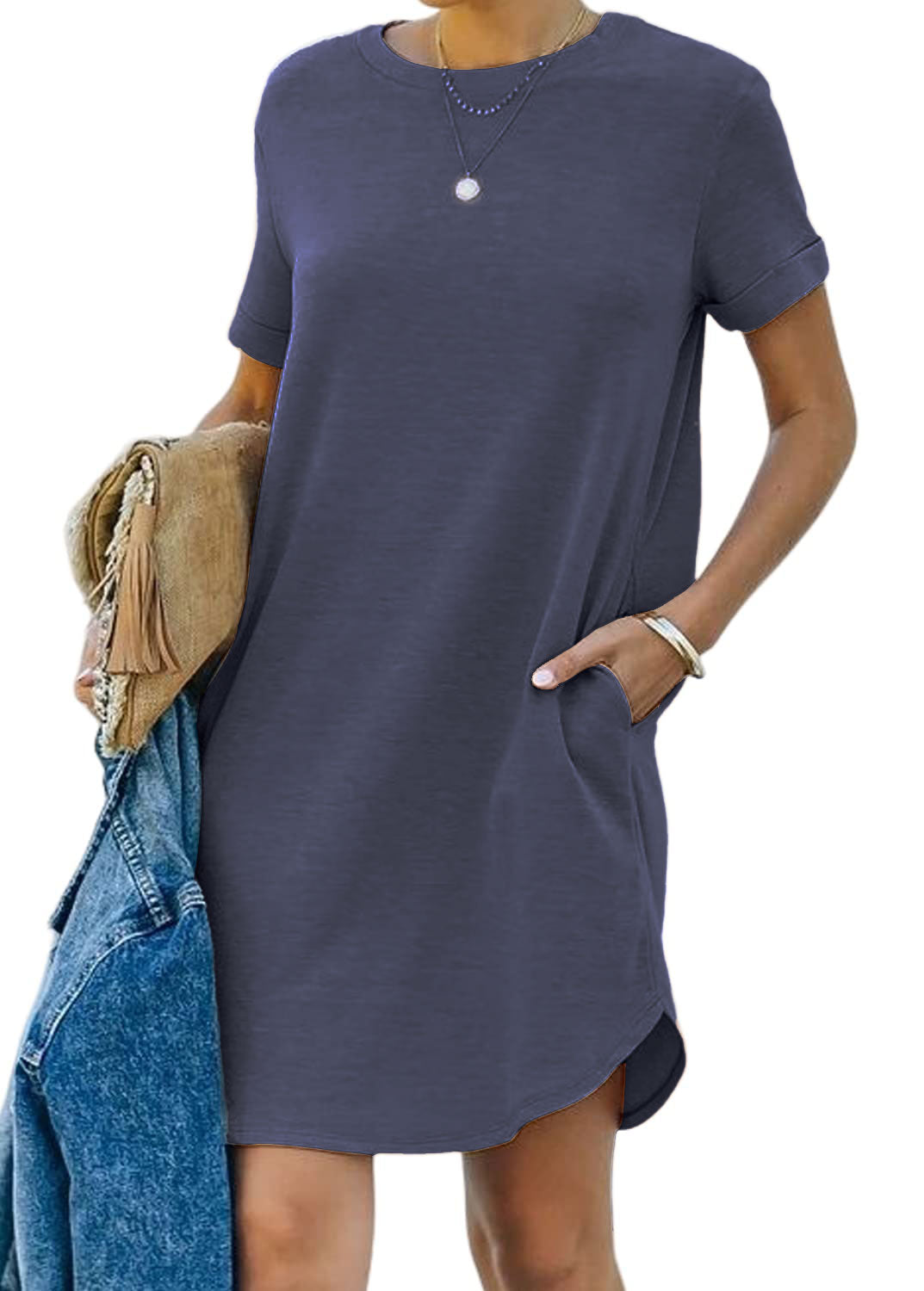 lisa - Casual short-sleeved T-shirt dress with pockets 