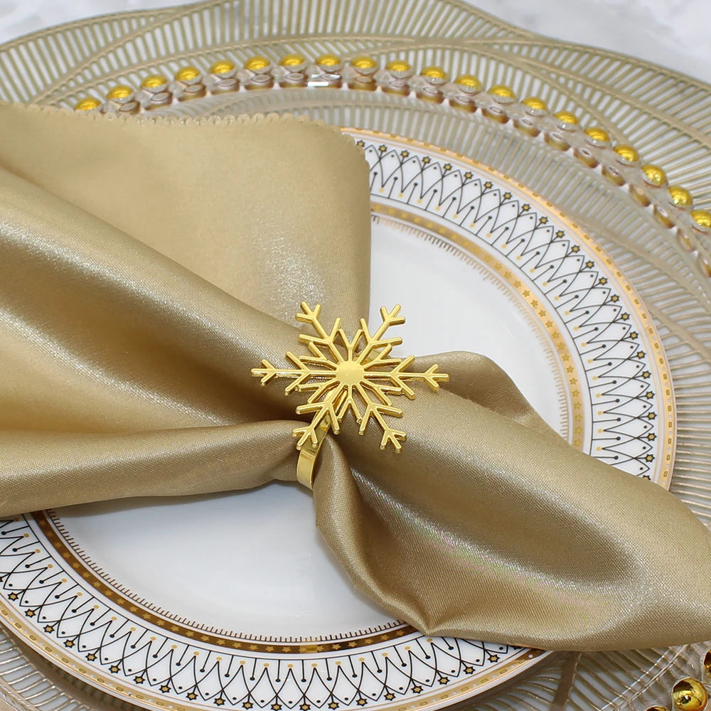 Set of 6 silver &amp; gold snowflake napkin rings