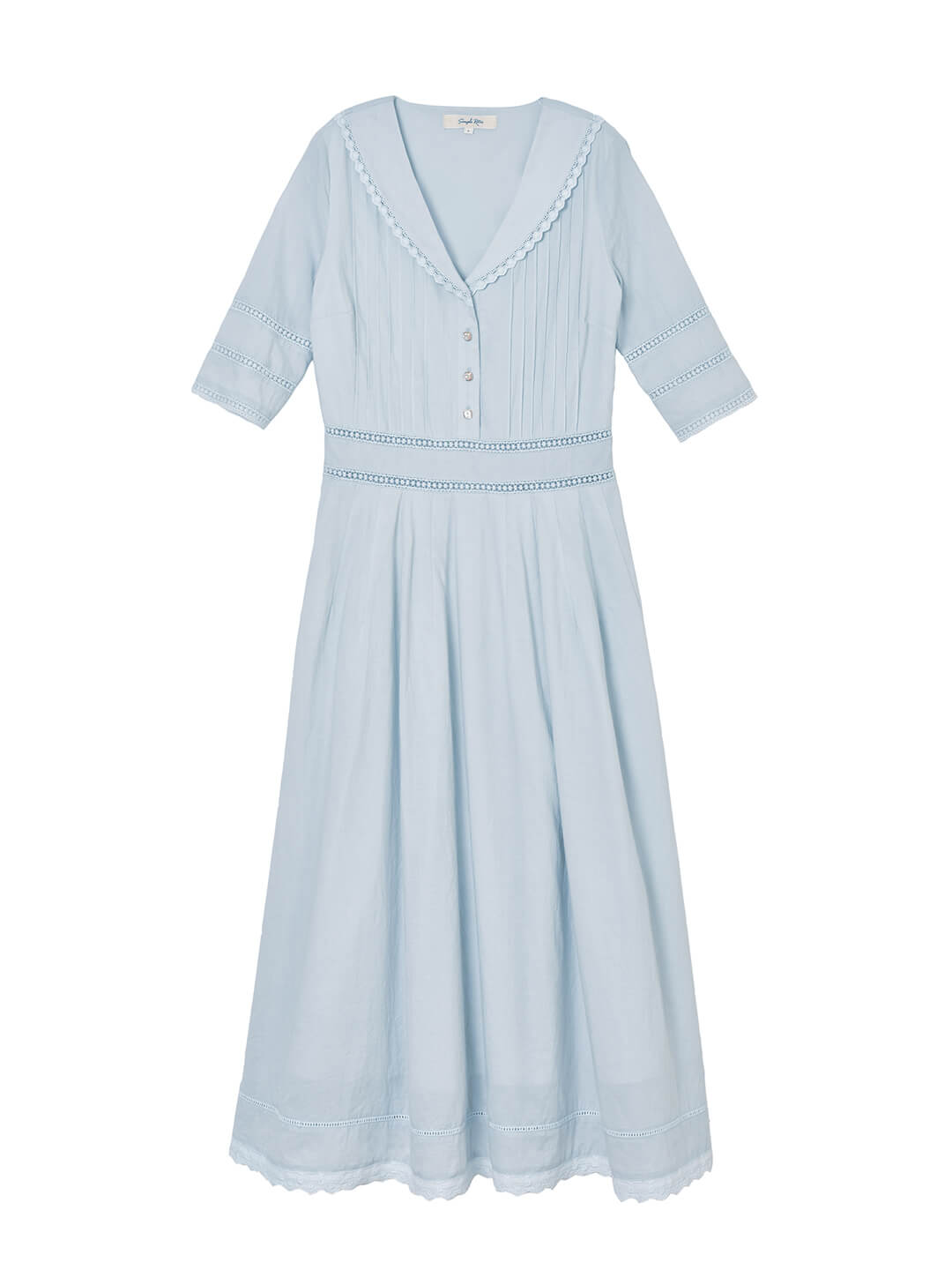 Fiona 100% Cotton Denim Blue Midi Dress 