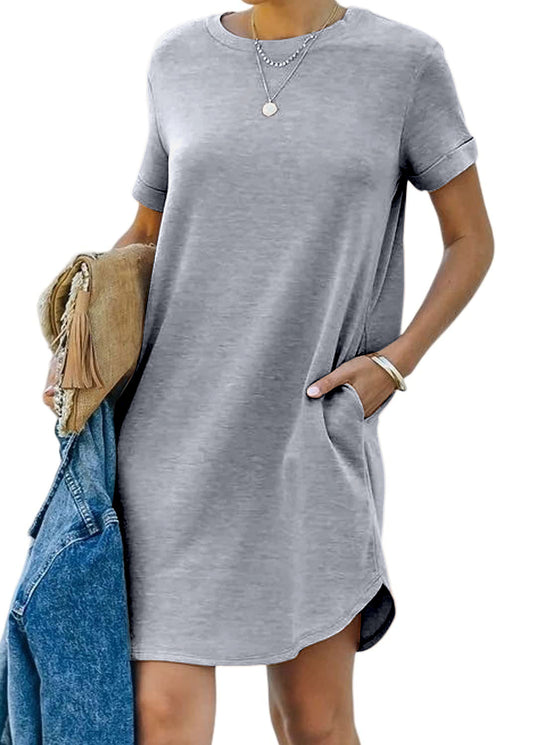 lisa - Casual short-sleeved T-shirt dress with pockets 