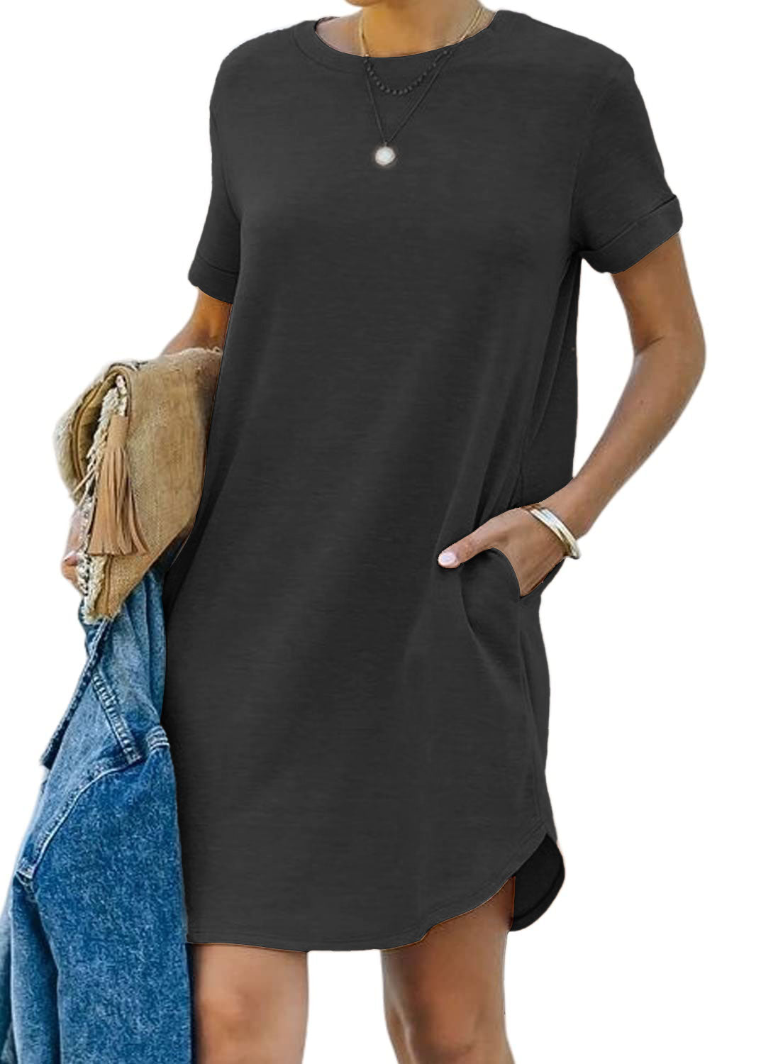 lisa - Casual short-sleeved T-shirt dress with pockets 