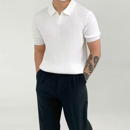 Structured knit polo shirt 