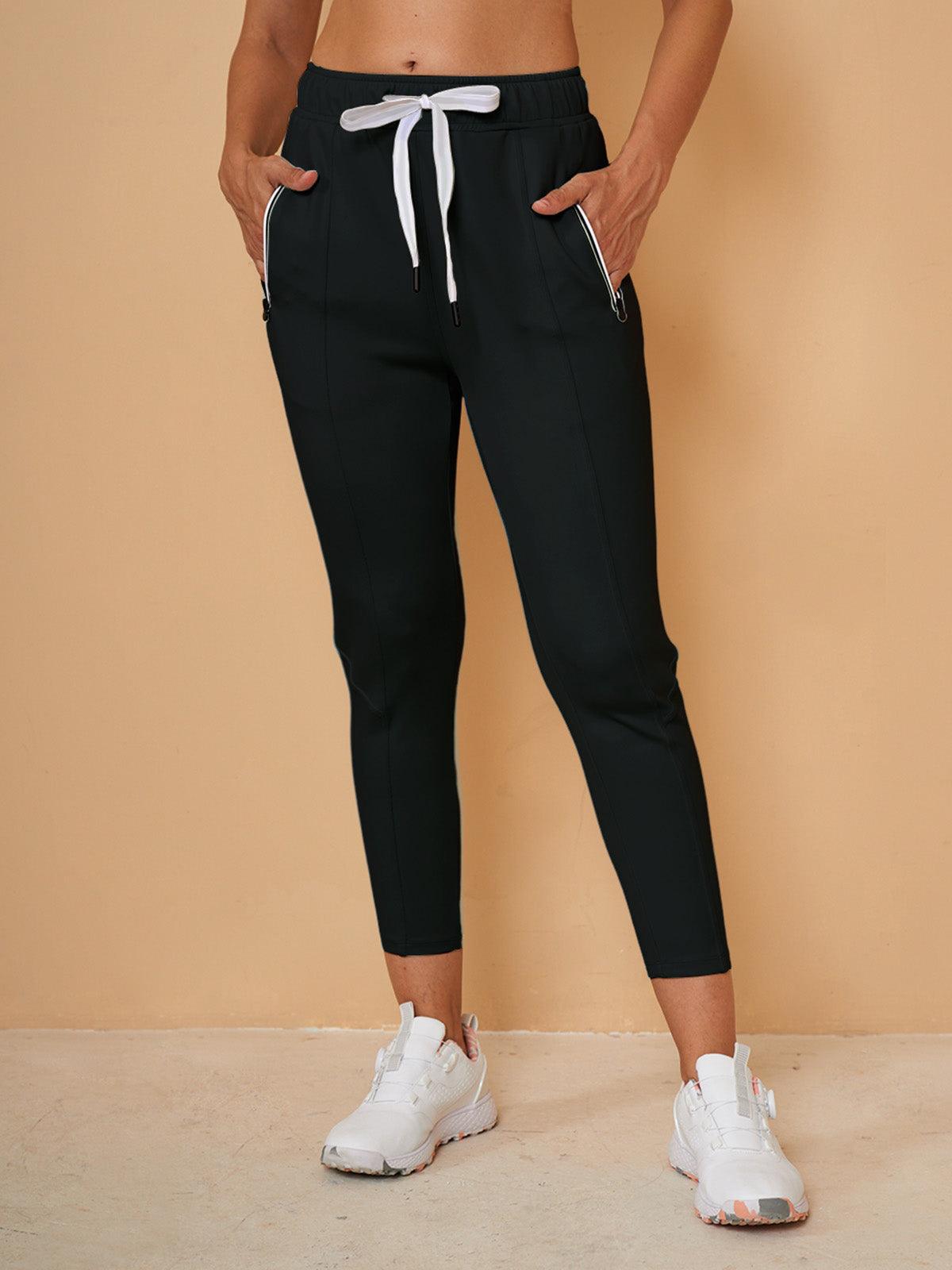 Basic jogging capri pants with drawstring