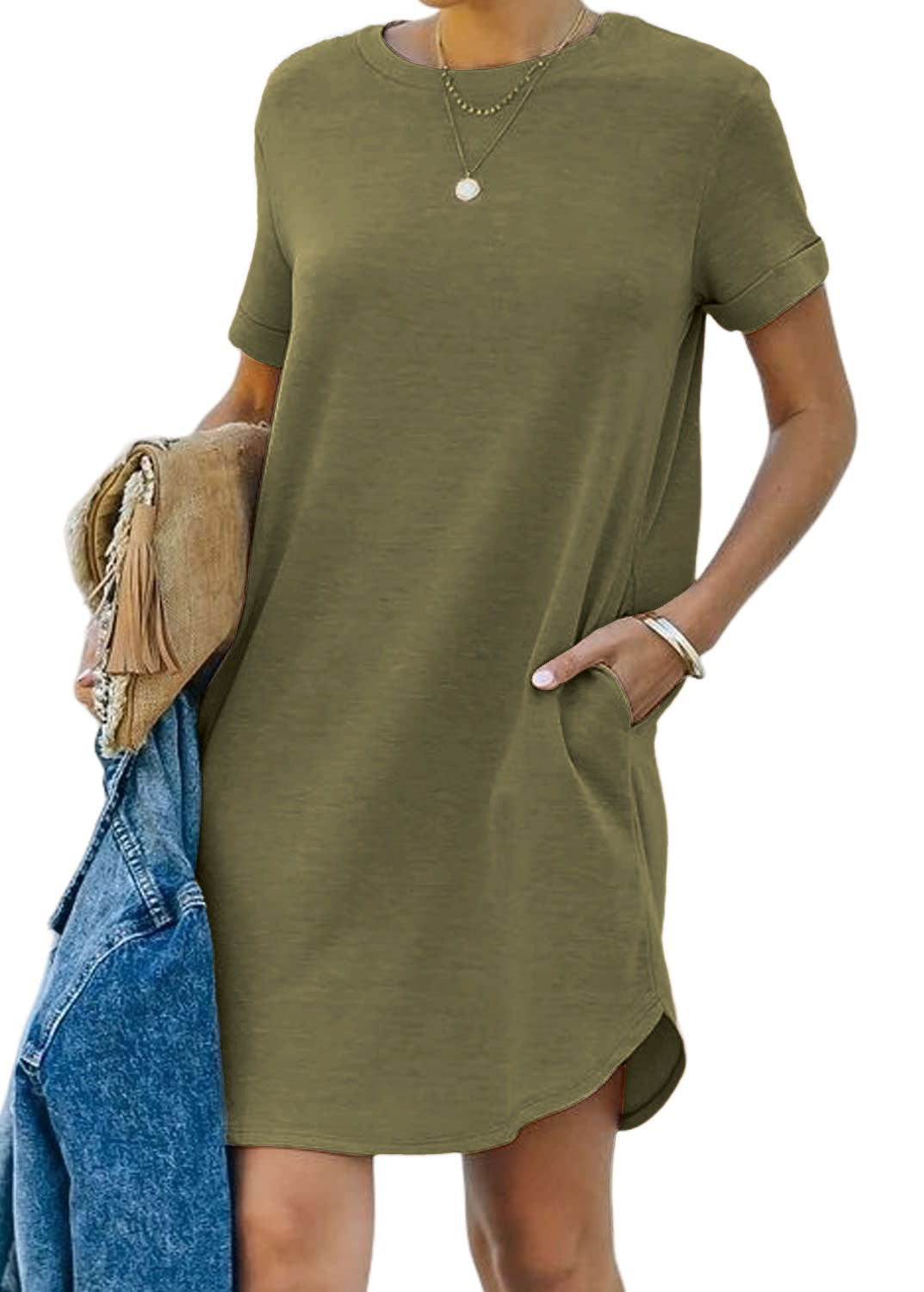 lisa - Casual short-sleeved T-shirt dress with pockets 