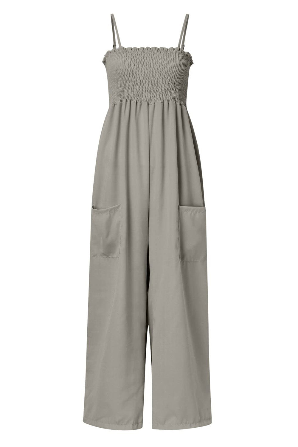 Ruched spaghetti strap wide leg jumpsuit 