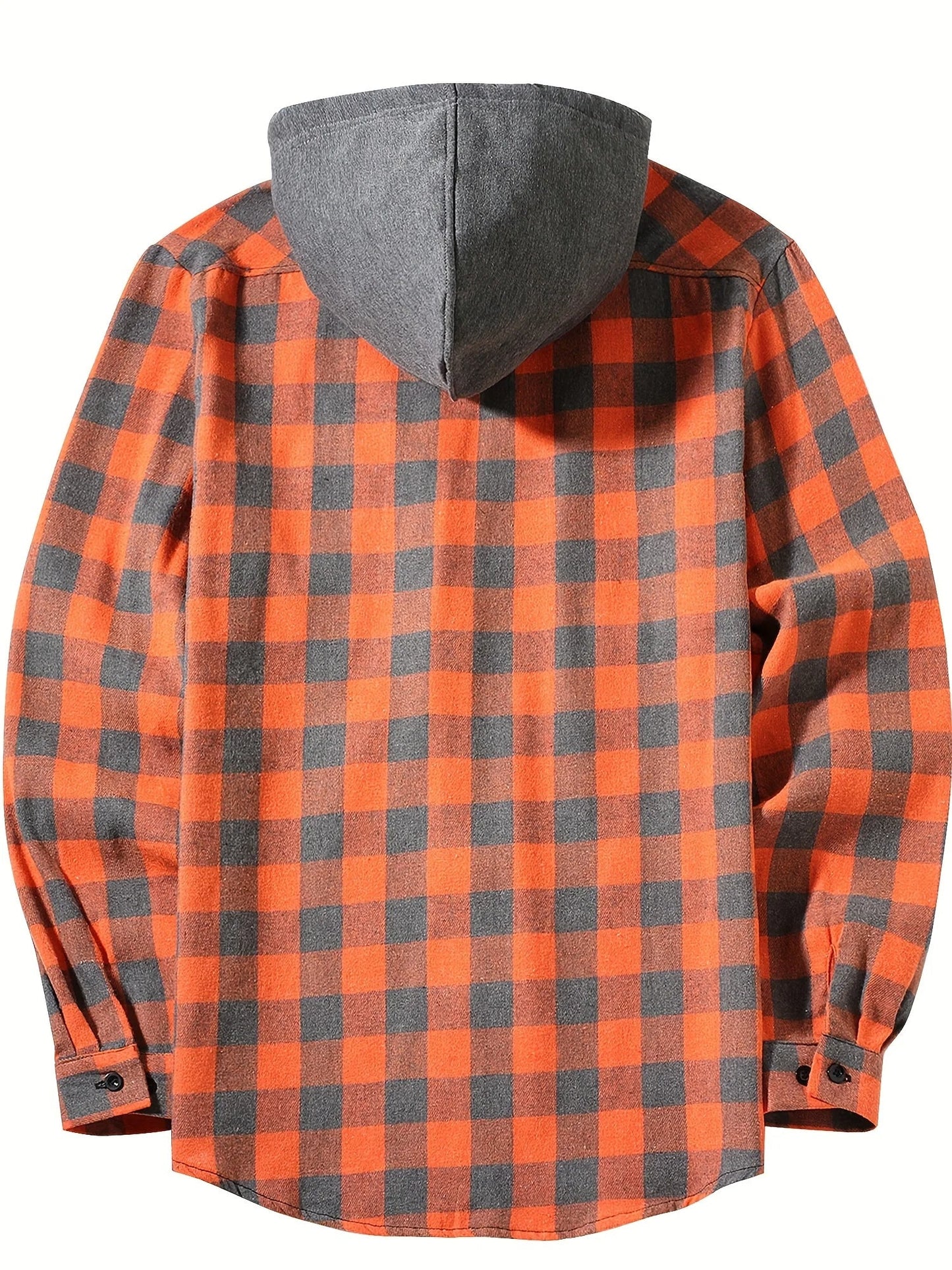 Checked hooded shirt