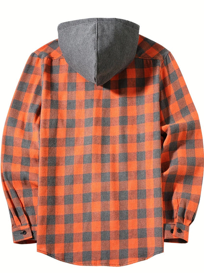 Checked hooded shirt