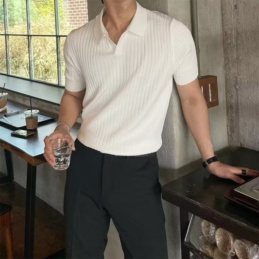 Structured knit polo shirt 