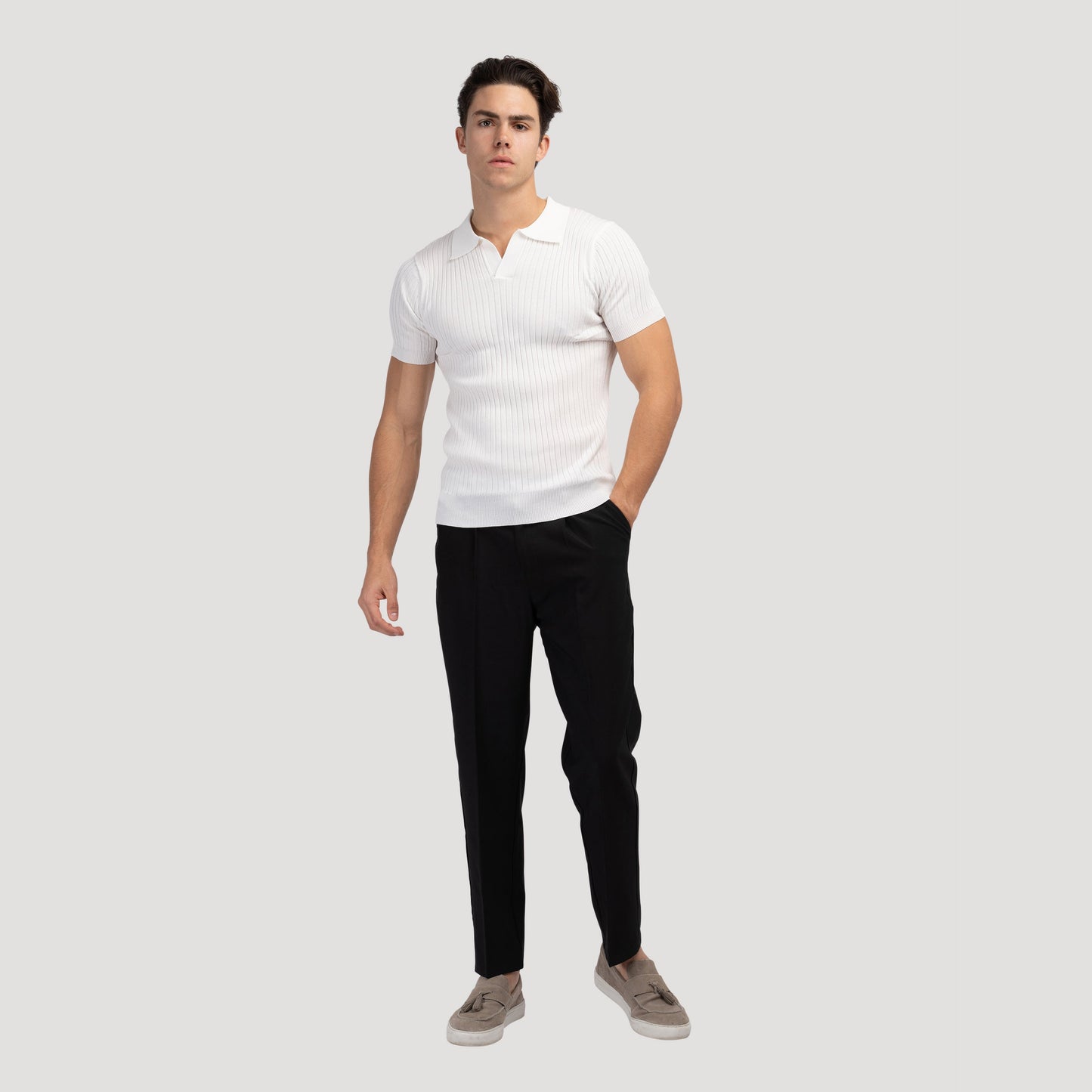 Structured knit polo shirt 