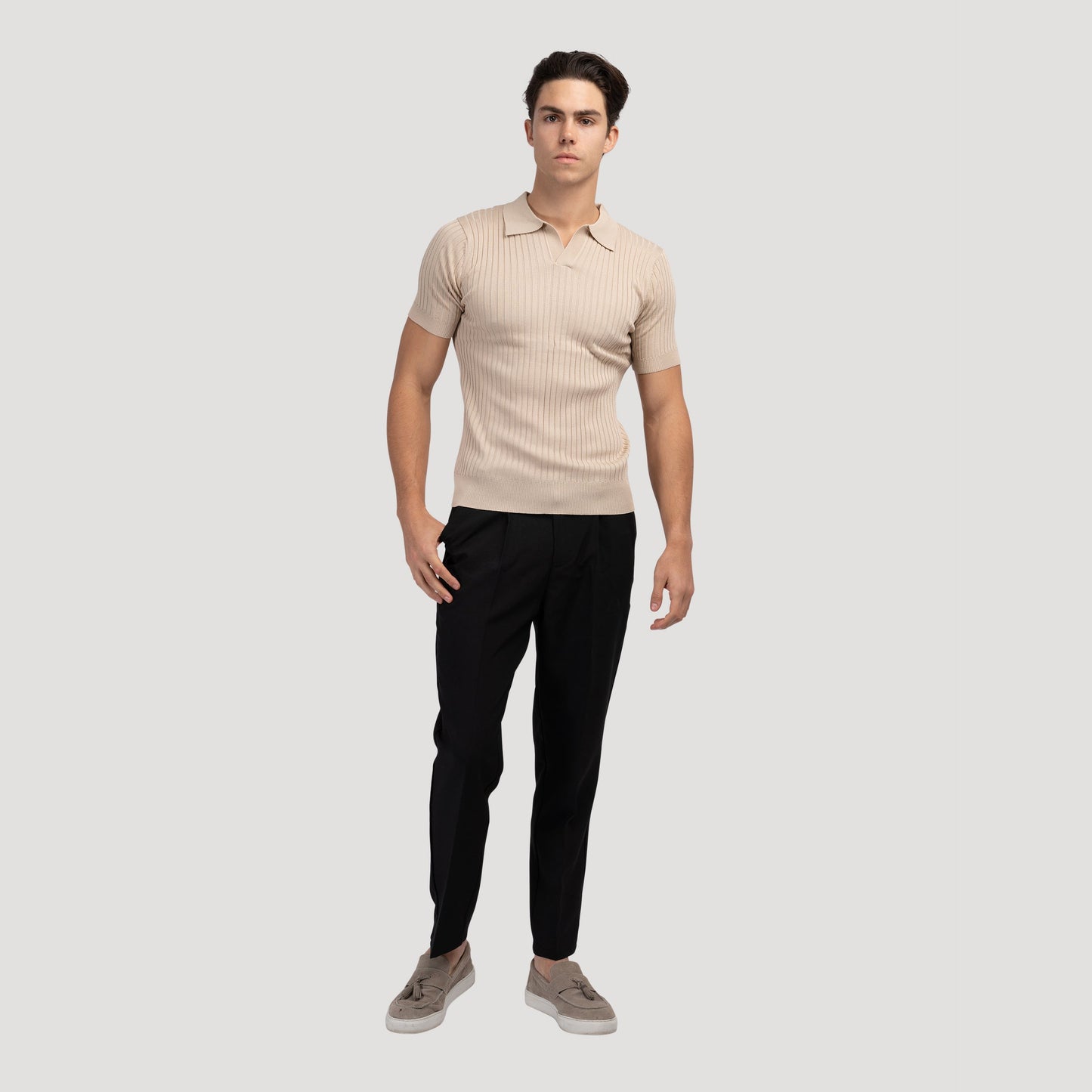Structured knit polo shirt 