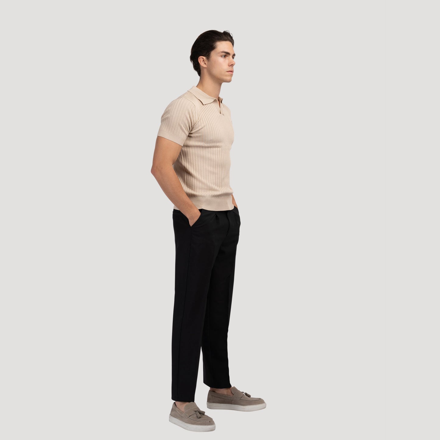 Structured knit polo shirt 