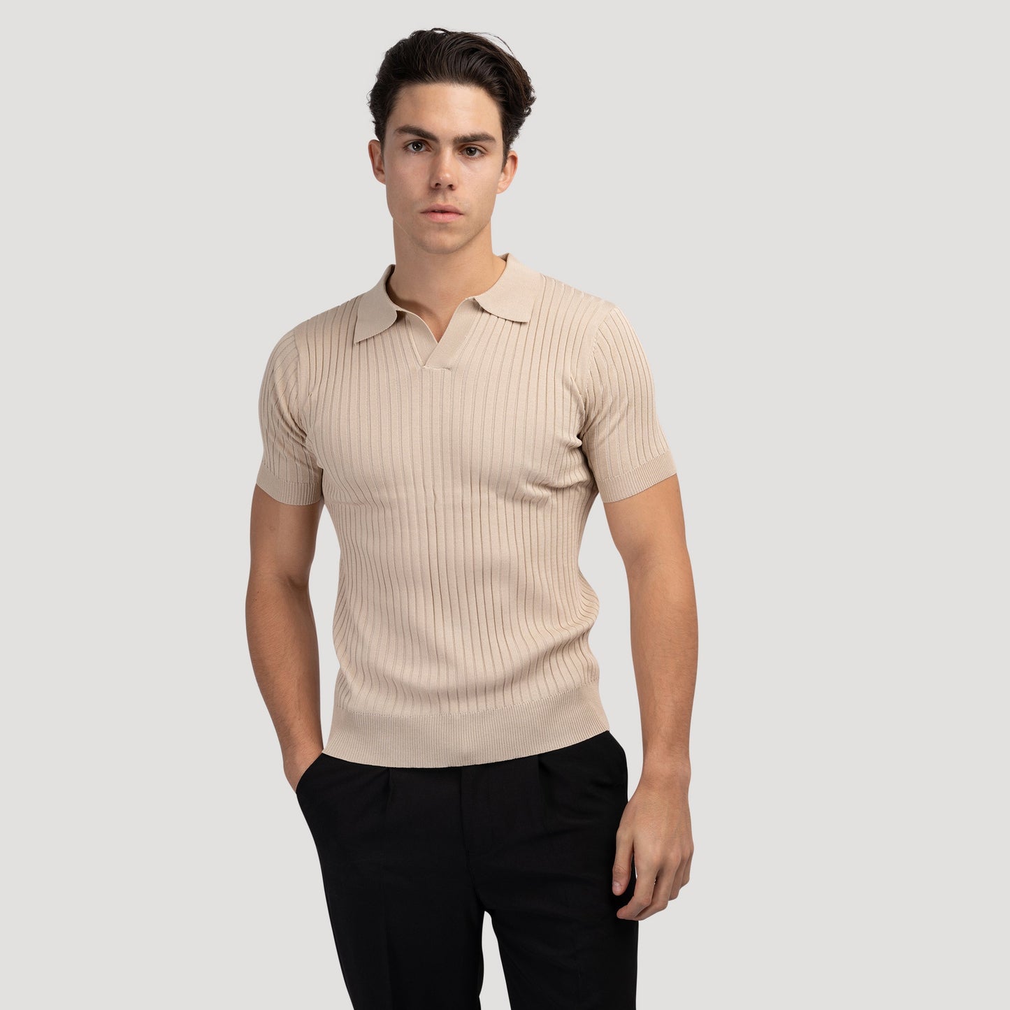 Structured knit polo shirt 
