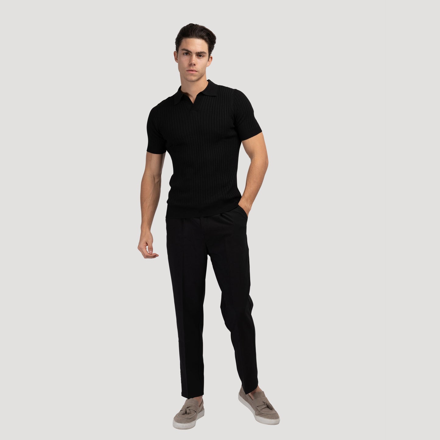 Structured knit polo shirt 