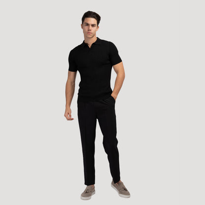 Structured knit polo shirt 
