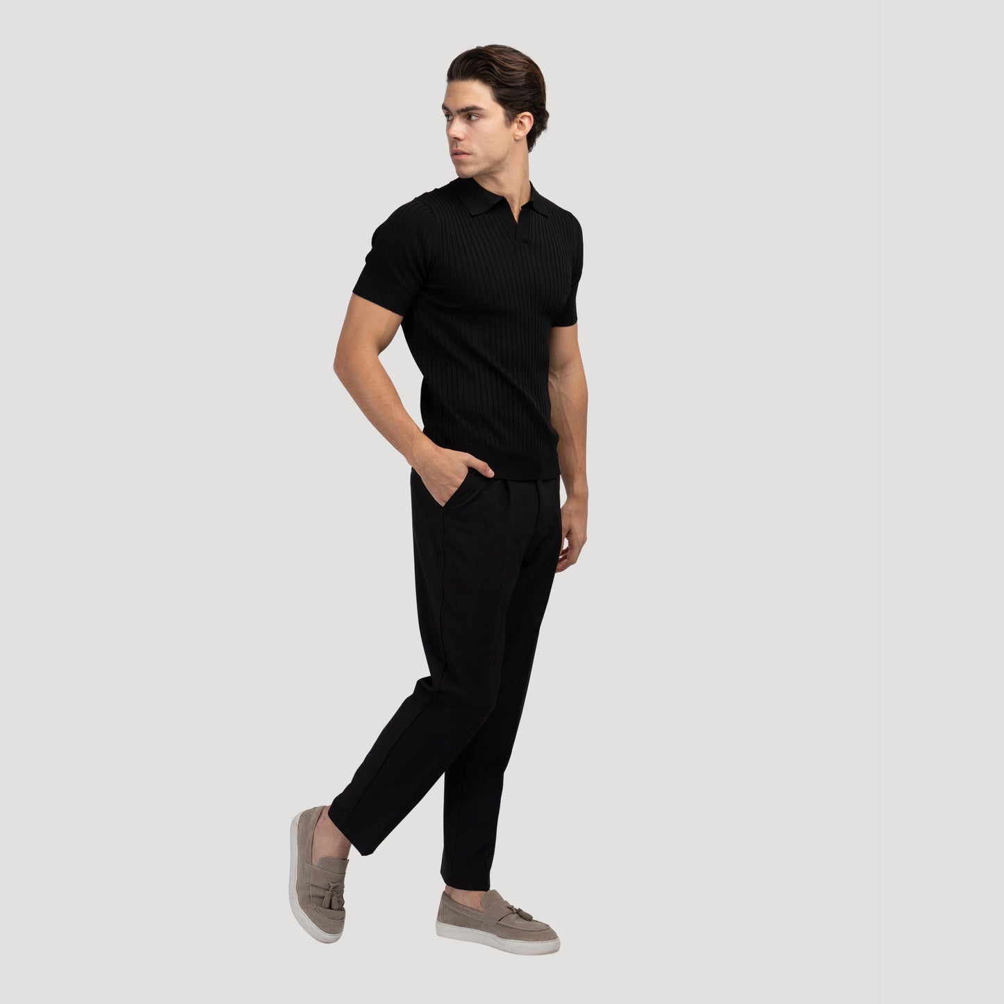 Structured knit polo shirt 