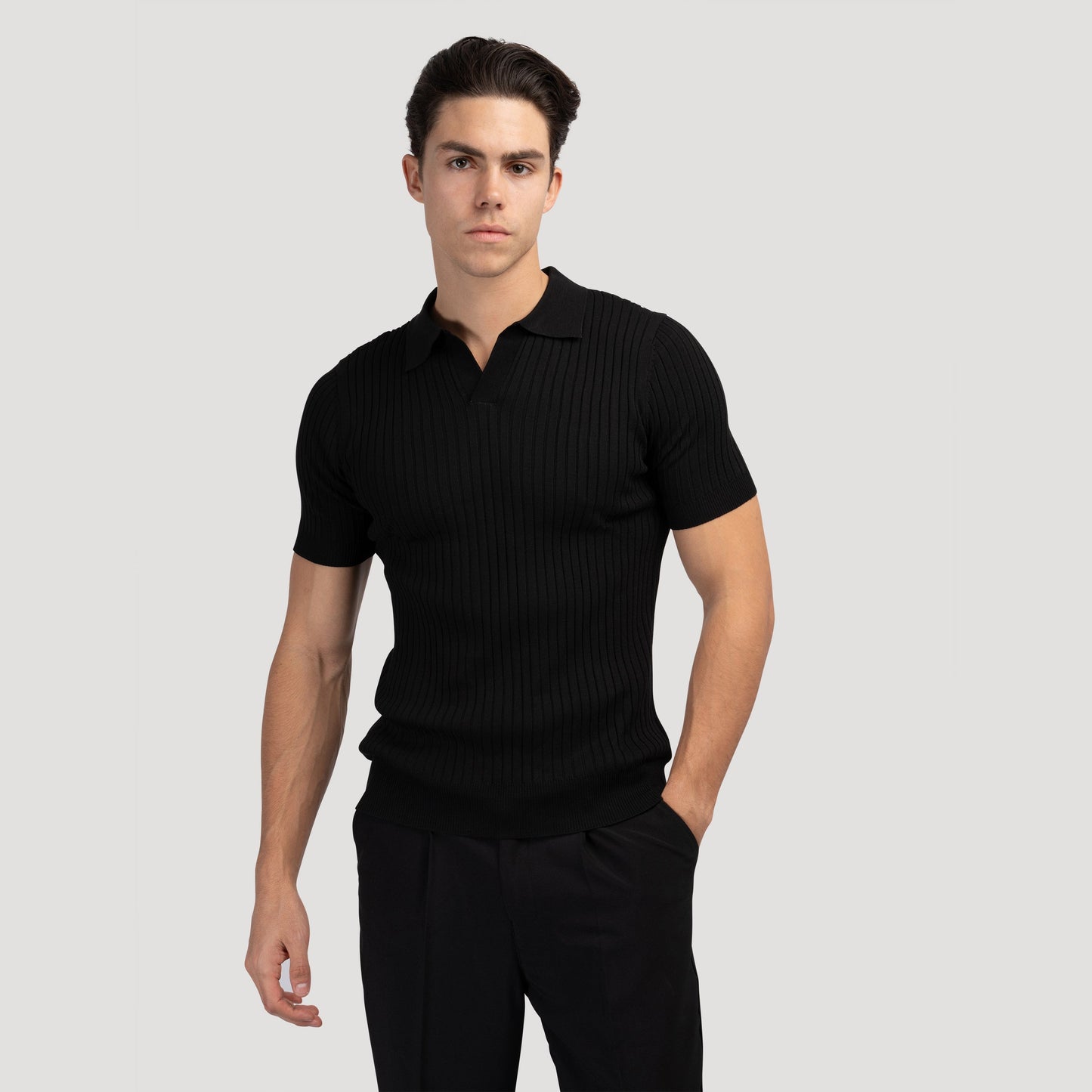 Structured knit polo shirt 