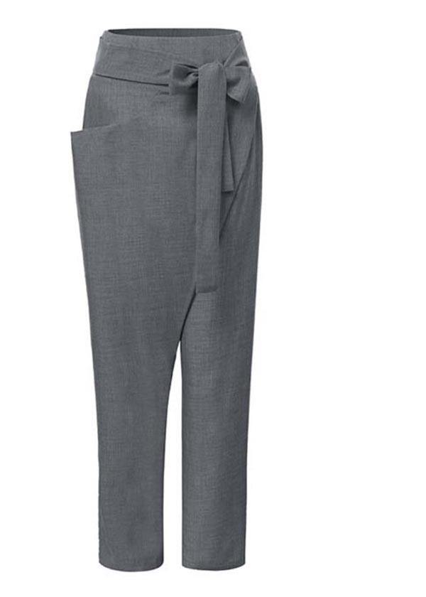 Handmade grey asymmetric design high waist cotton harem summer pants