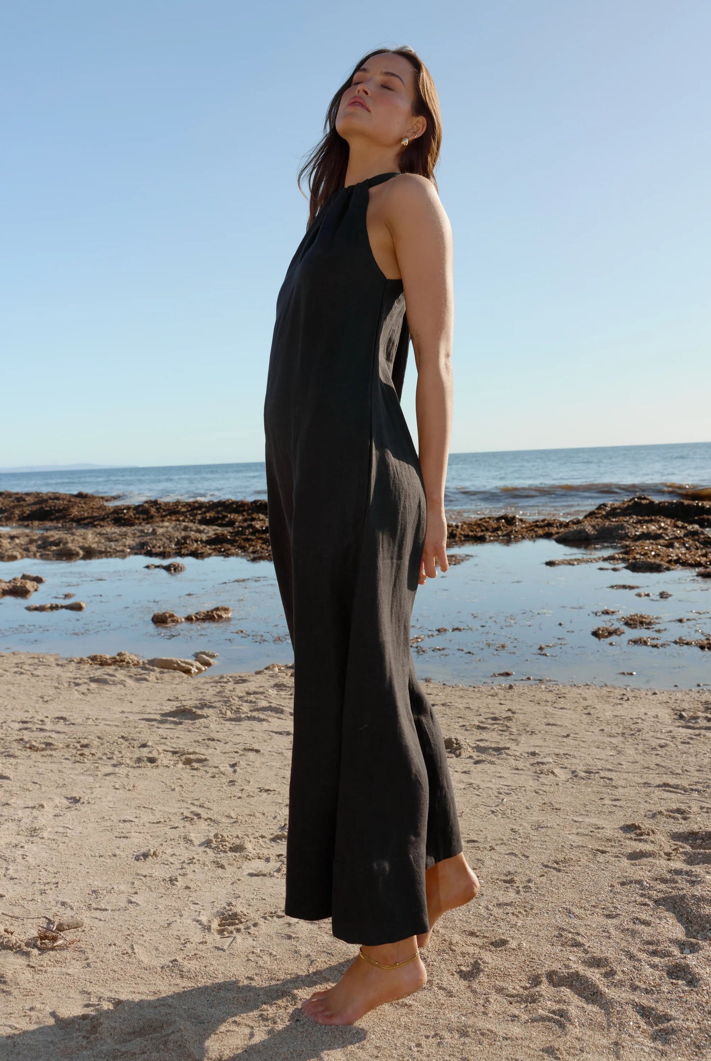 Luna linen halterneck dress