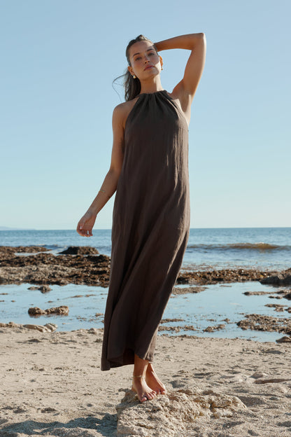 Luna linen halterneck dress
