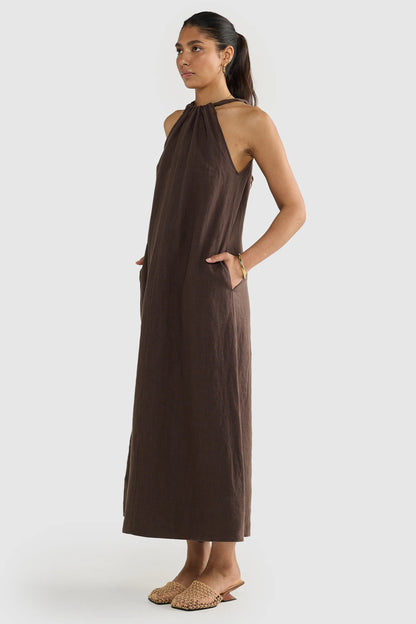 Luna linen halterneck dress