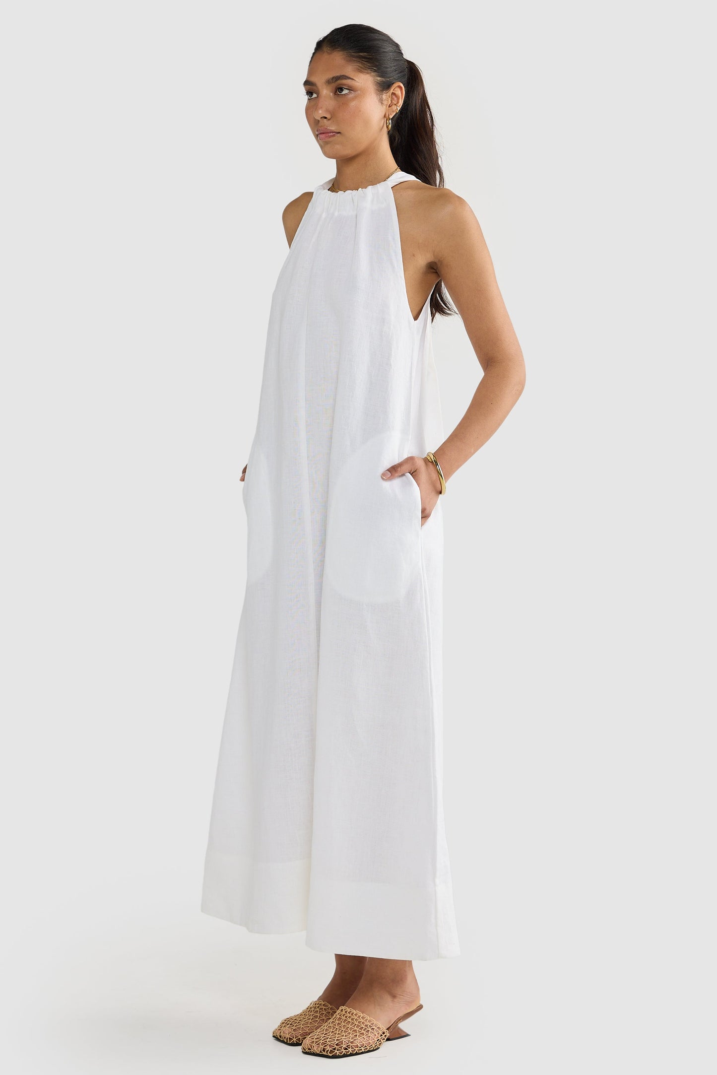 Luna linen halterneck dress