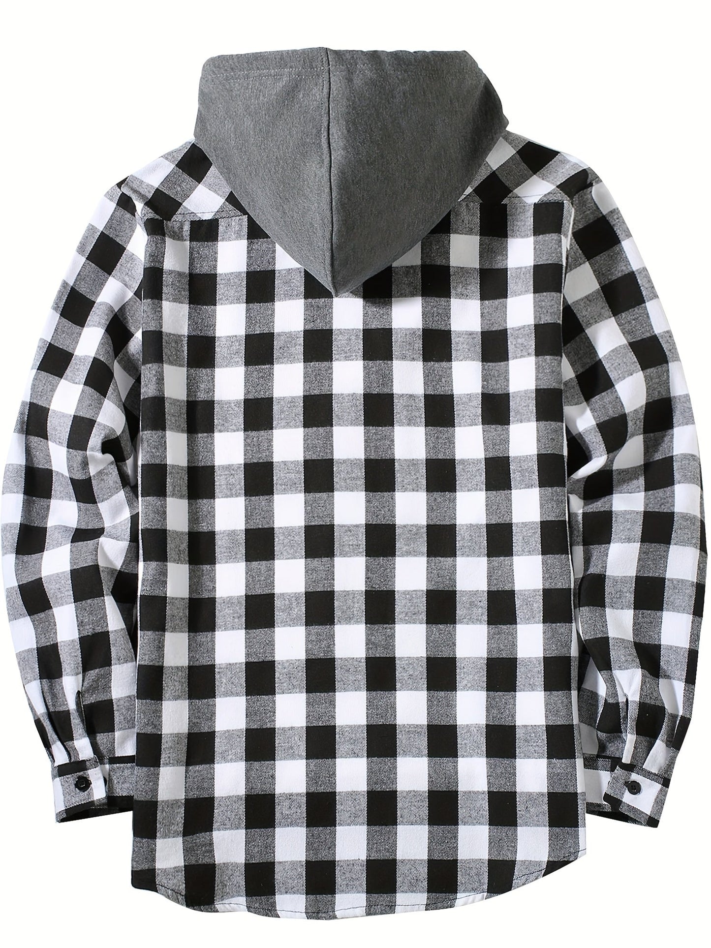 Checked hooded shirt