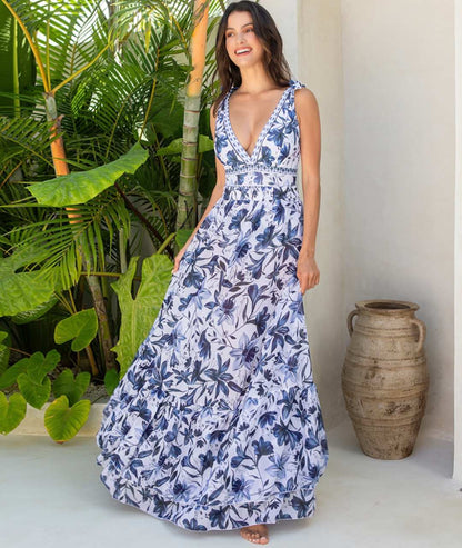 Vair V-neck swimsuit with matching skirt set