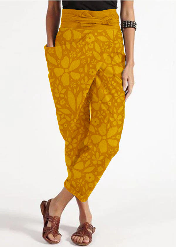 Handmade grey asymmetric design high waist cotton harem summer pants