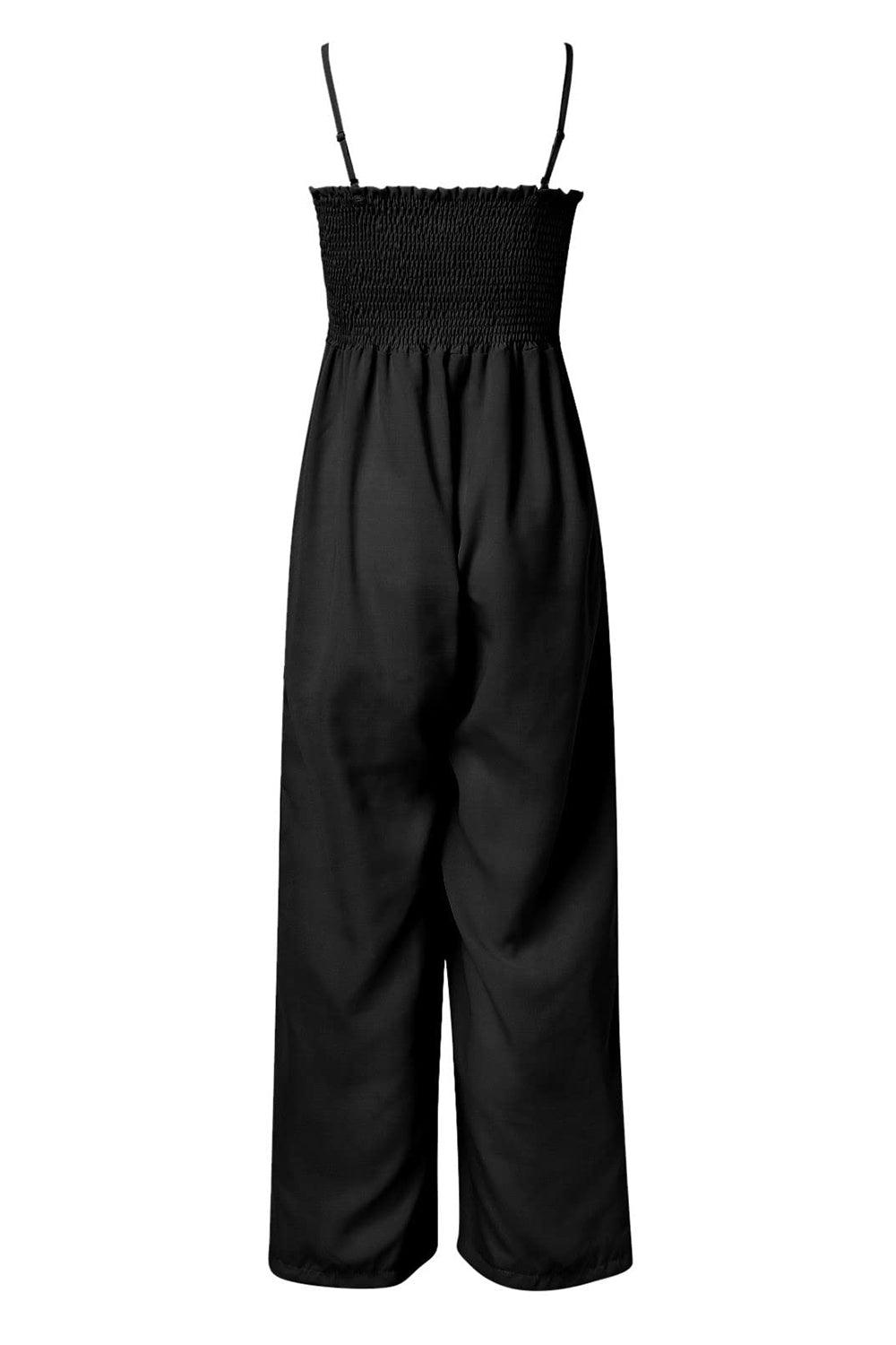 Ruched spaghetti strap wide leg jumpsuit 