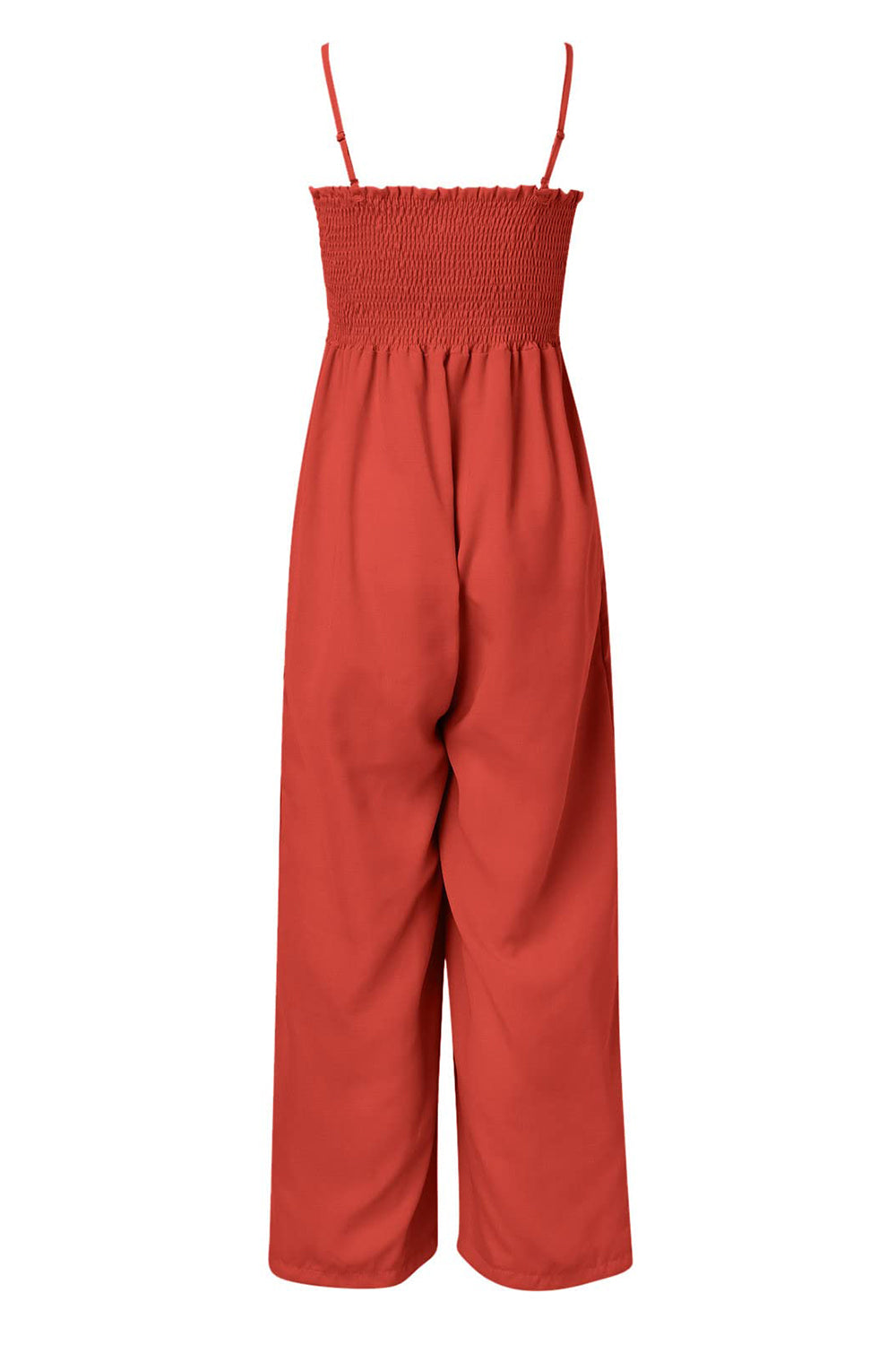Ruched spaghetti strap wide leg jumpsuit 