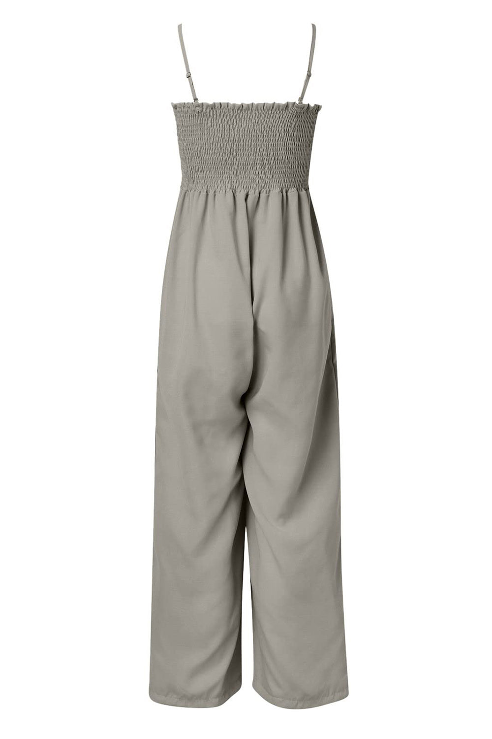 Ruched spaghetti strap wide leg jumpsuit 