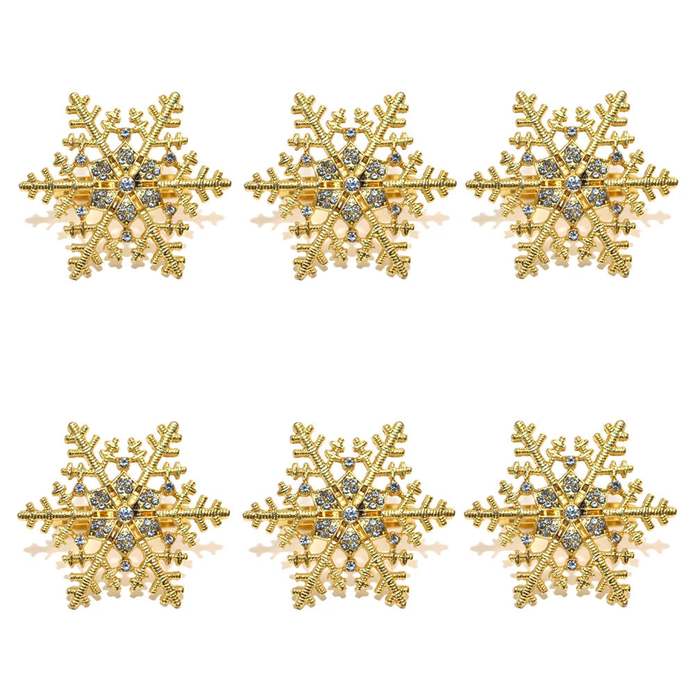 Set of 6 silver &amp; gold snowflake napkin rings